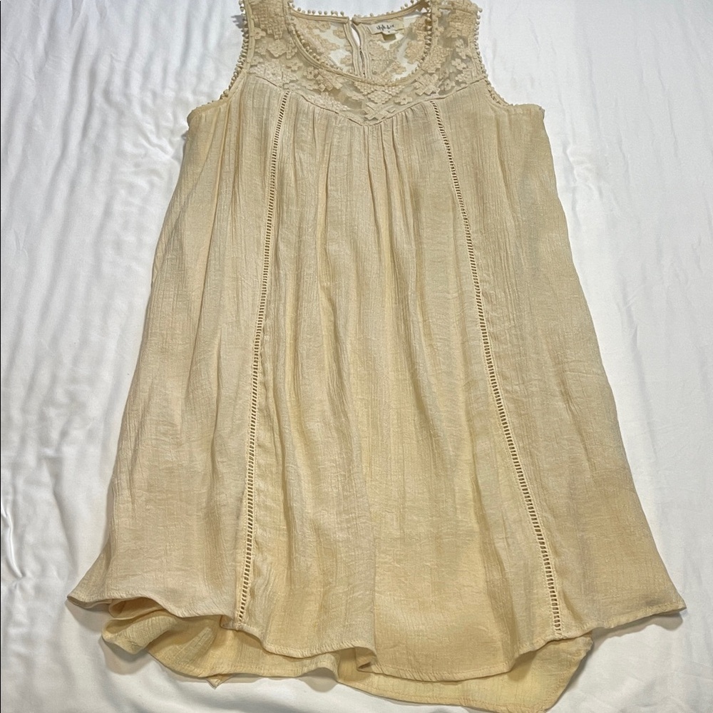 Style & Co. Beige Sleeveless Dress with Lace